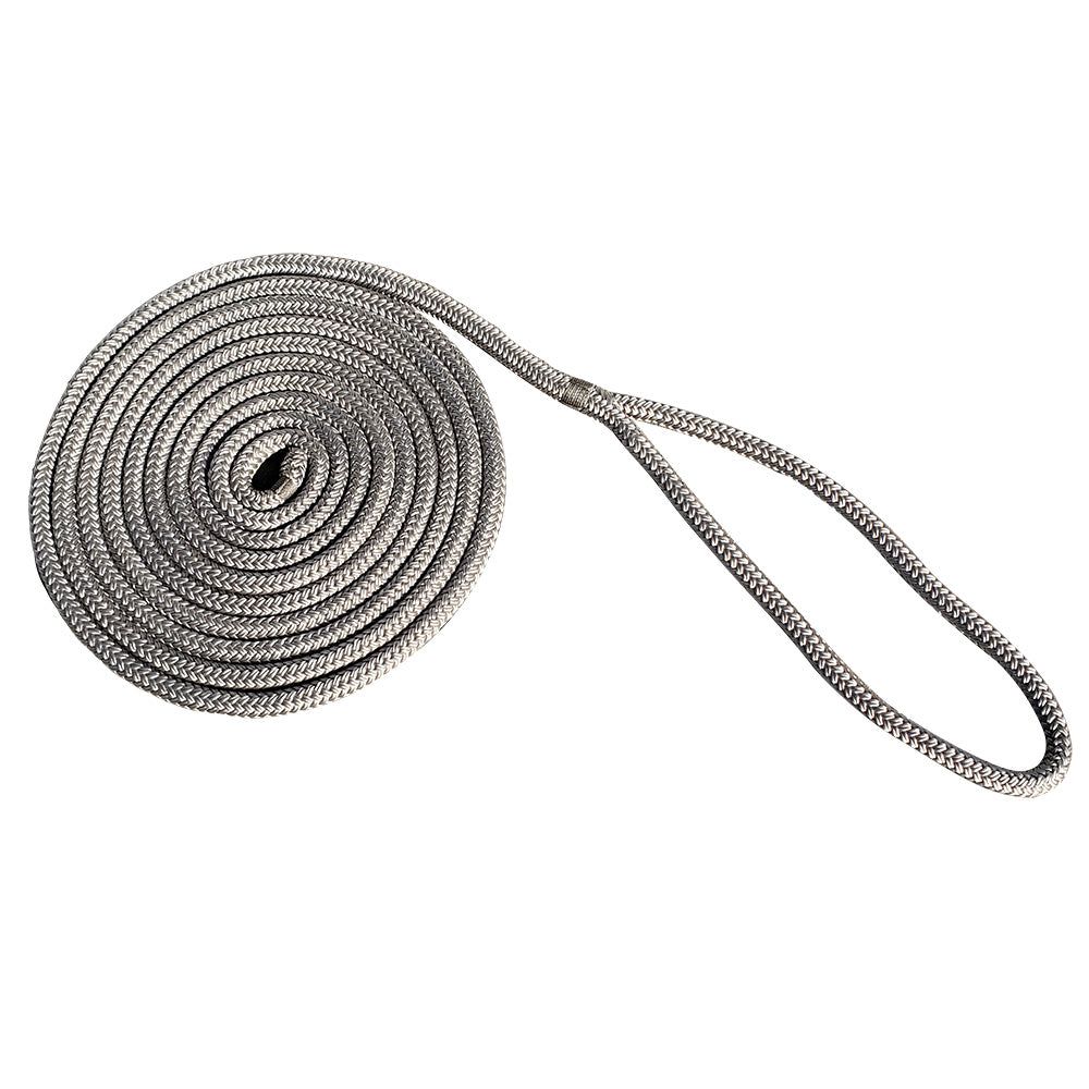 New England Rope 1/2" x 15 Nylon Double Braid Dock Line - Grey [5058-16-00015]