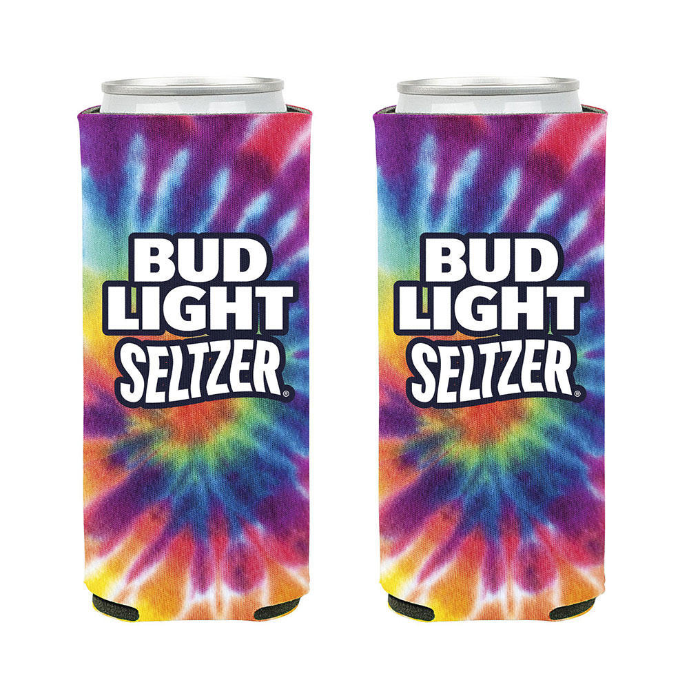 Tie Dye Bud Light Seltzer Cooler  Fits 12 oz Aluminum Slim Can Coozie Rainbow