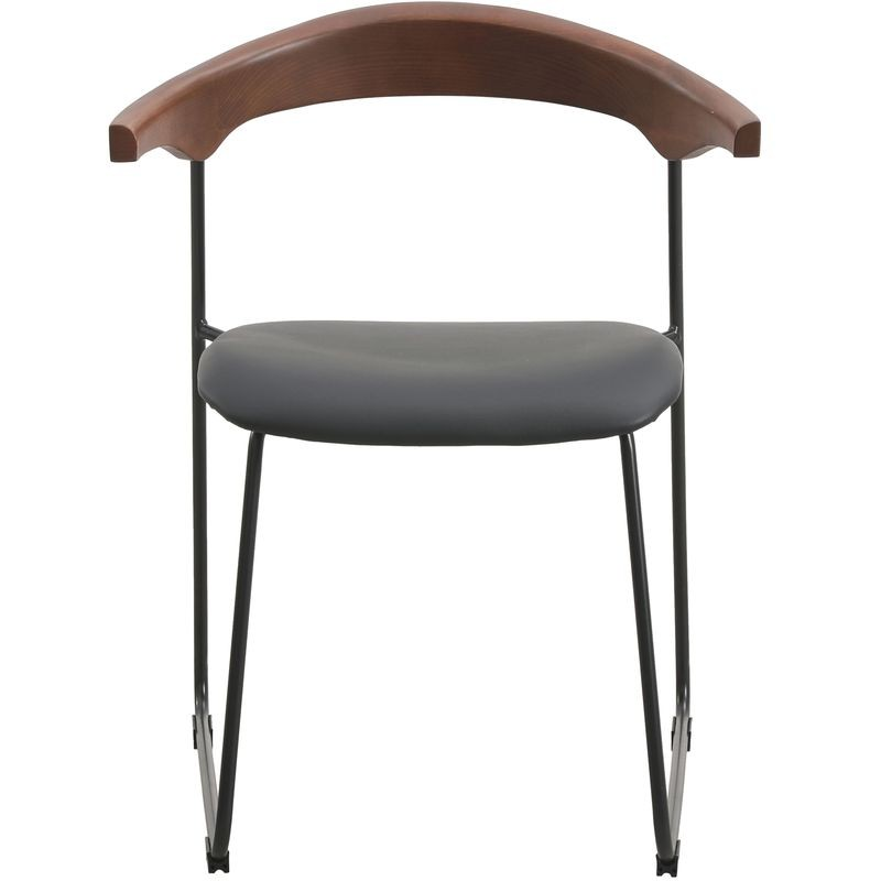 LeisureMod Lyra Collection Modern Chair in Black Walnut Color Back and Black Seat Front View.