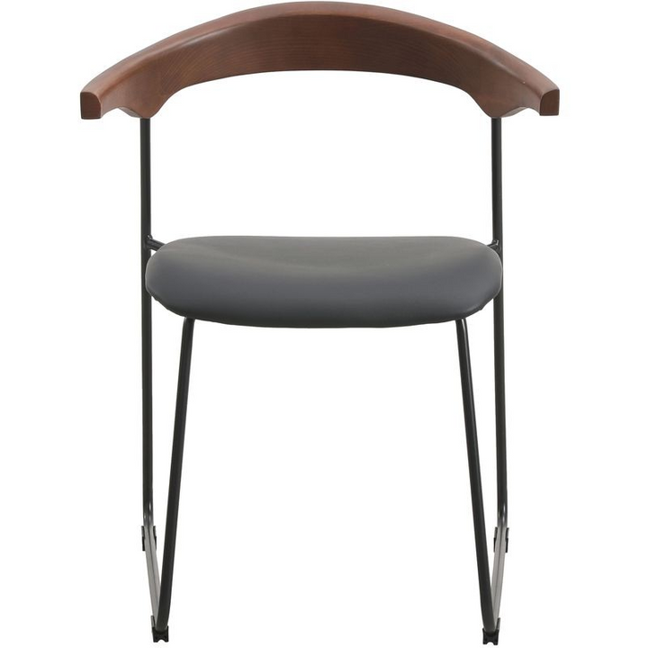 LeisureMod Lyra Collection Modern Chair in Black Walnut Color Back and Black Seat Front View.