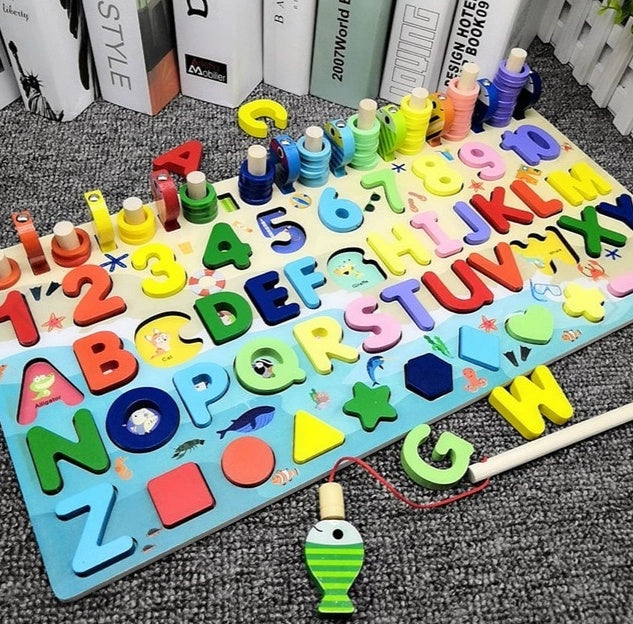 3D Alphabet and Number Puzzle – Wooden Educational Toy for Toddlers