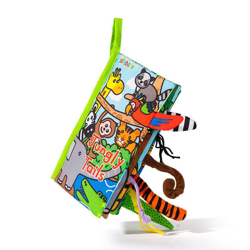 Colorful children's book with animal illustrations on a white background.