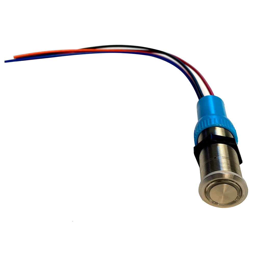 Bluewater 19mm Push Button Switch - Off/On/On Contact - Blue/Green/Red LED - 4' Lead [9057-3113-4]