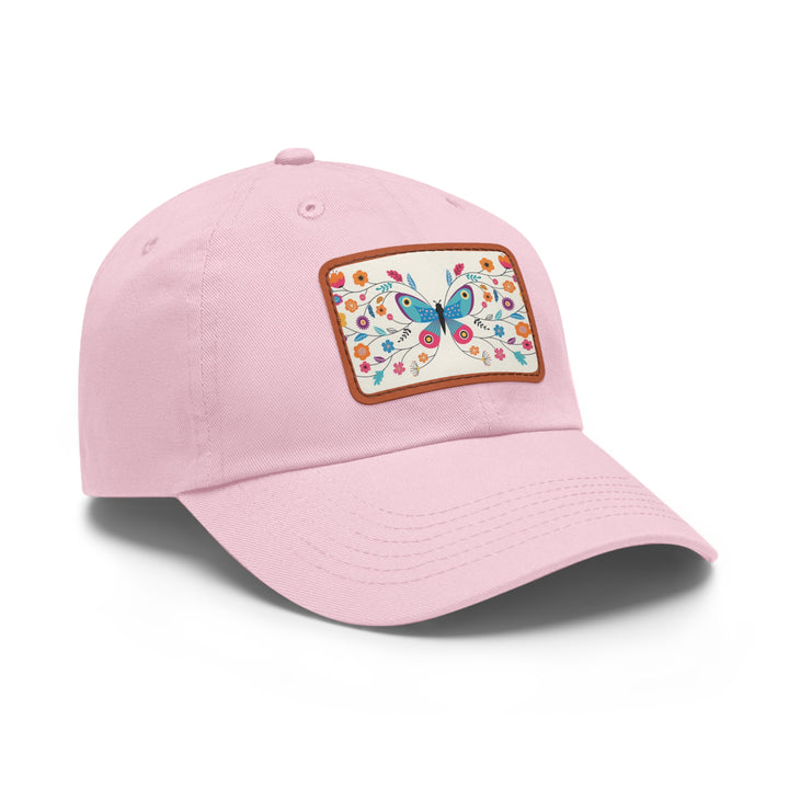 Butterfly Art Dad Hat with Leather Patch (Rectangle)