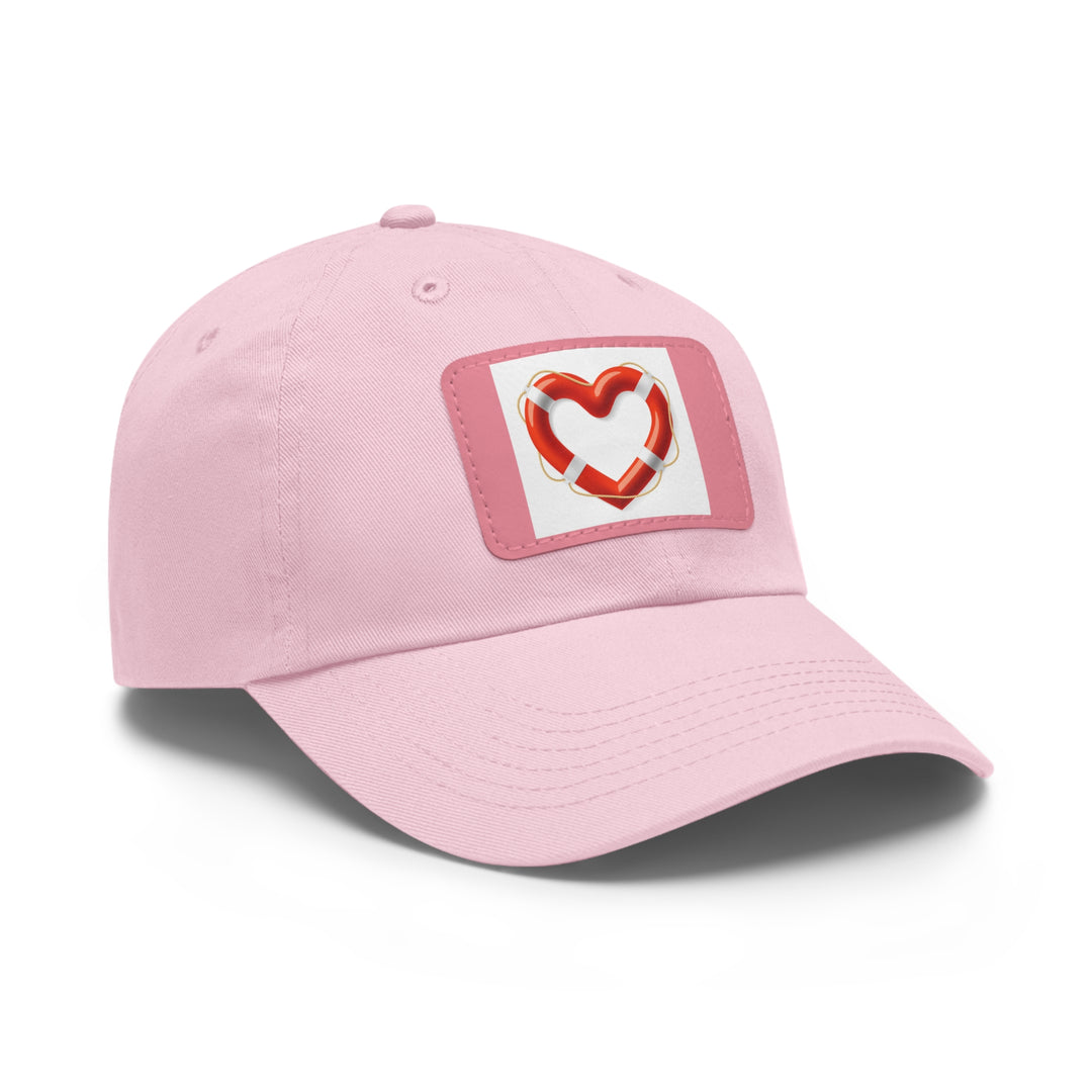 Heart Life Raft Dad Hat with Leather Patch (Rectangle)