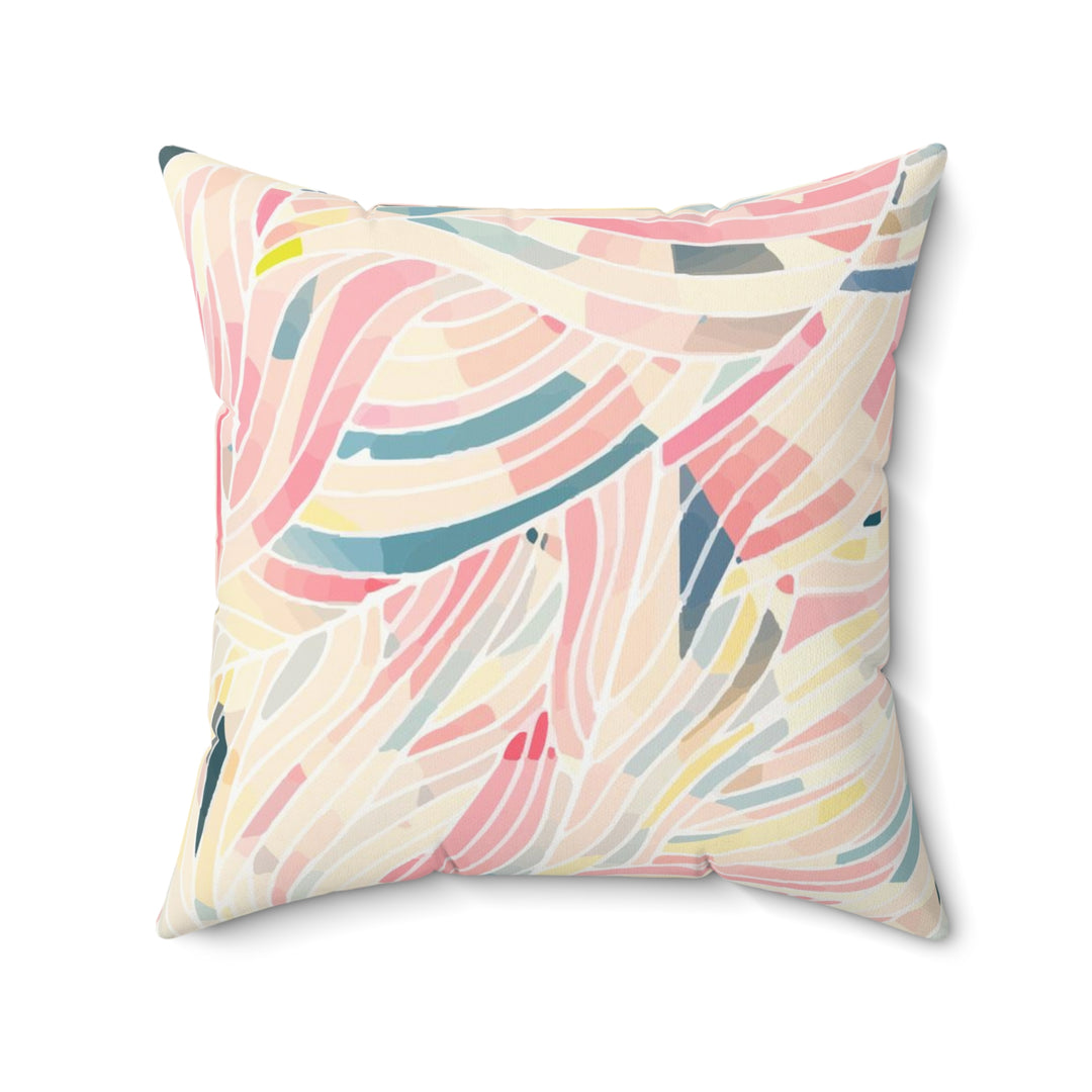 Feather Pattern Spun Polyester Square Pillow