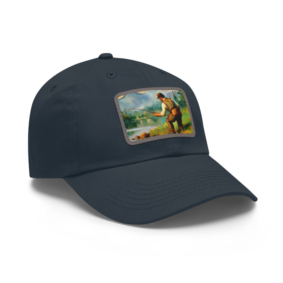 Fisherman Dad Hat with Leather Patch (Rectangle)