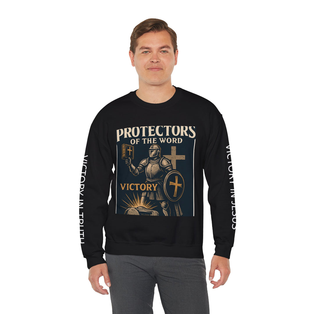 Knight Shield Crewneck Sweatshirt — "Protectors of the Word Victory"