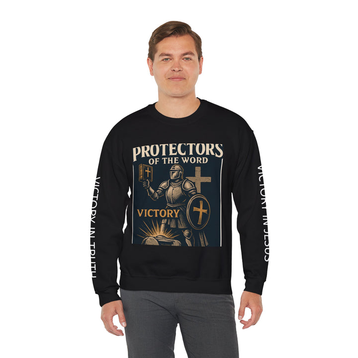 Knight Shield Crewneck Sweatshirt — "Protectors of the Word Victory"