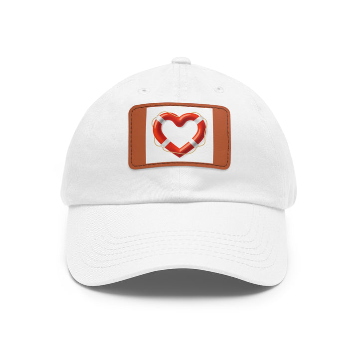 Heart Life Raft Dad Hat with Leather Patch (Rectangle)