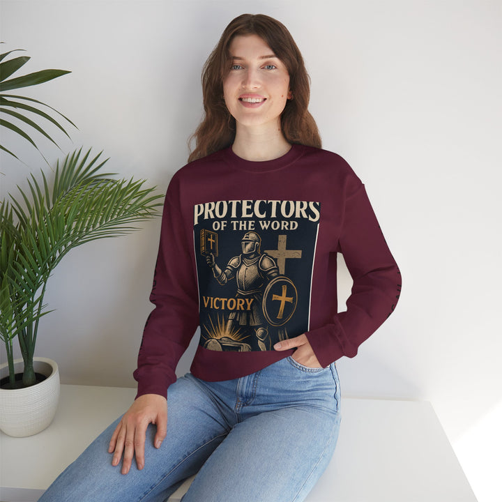 Knight Shield Crewneck Sweatshirt — "Protectors of the Word Victory"