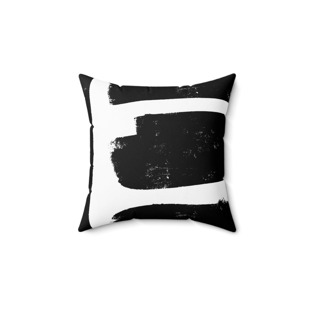 Black and White Paint Strokes Spun Polyester Square Pillow