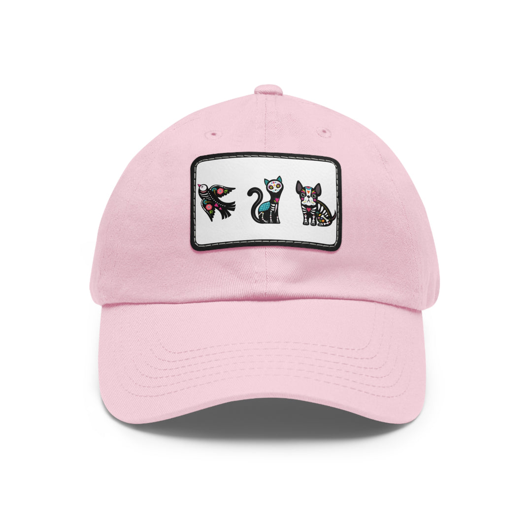 Bird Cat Dog Dad Hat with Leather Patch (Rectangle)