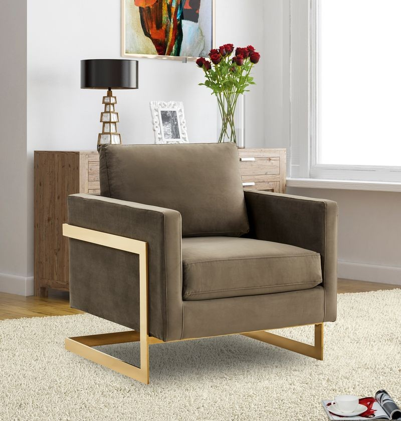 Lincoln Velvet Accent Armchair with Gold Frame with Background
