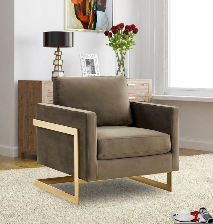 Lincoln Velvet Accent Armchair with Gold Frame with Background