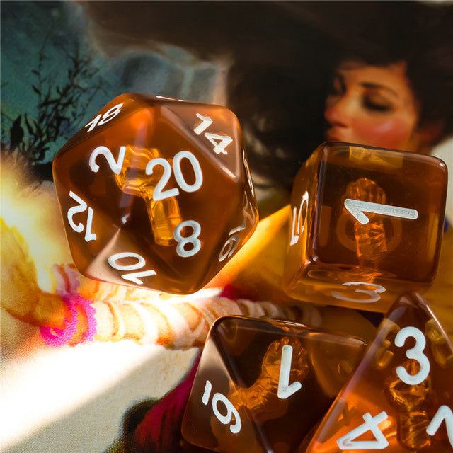 Monk (Fist) Clear Golden Dice w/ Golden Fist 7-Dice Set Rpg