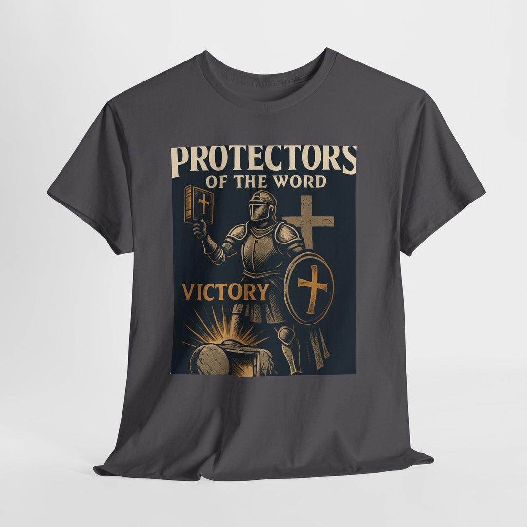 Protectors of the Word Christian T-Shirt No Sleeve Design — 'Victory' Knight Design with John 14:6 Scripture