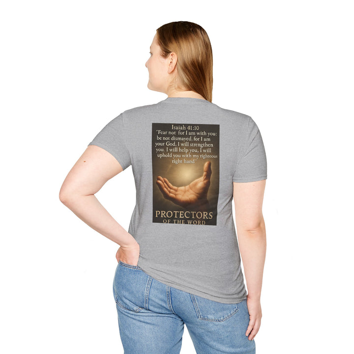 Christian Scripture T-Shirt — Matthew 18:20 and Isaiah 41:10 Faith Tee