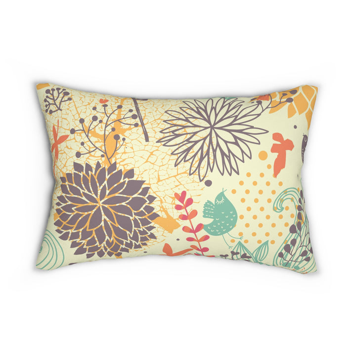 Birds in Flowers Spun Polyester Lumbar Pillow