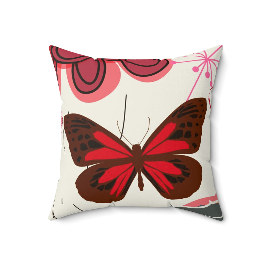 Butterfly Faux Suede Square Pillow