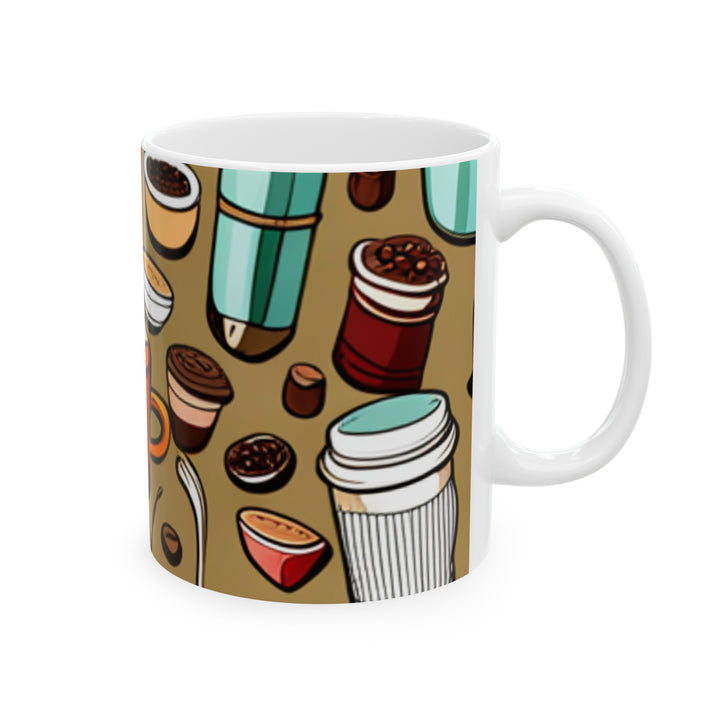 Cup Pattern Ceramic Mug, (11oz, 15oz)