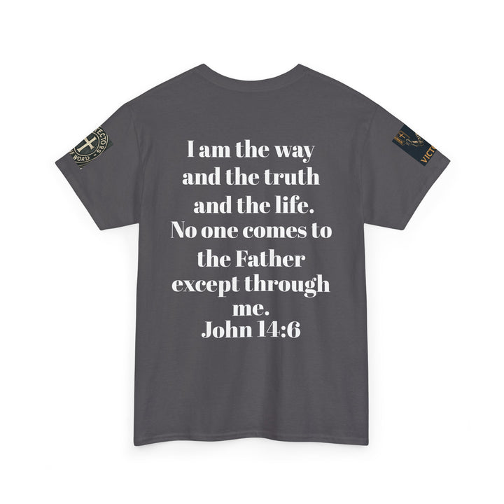Protectors of the Word Premium Christian T-Shirt — 'Victory' Knight Design with John 14:6 Scripture
