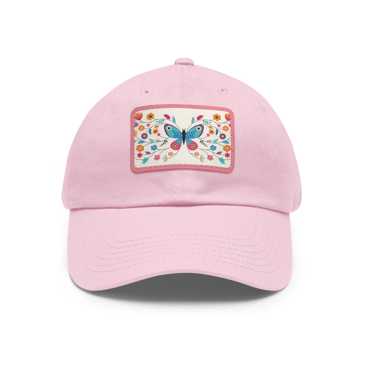 Butterfly Art Dad Hat with Leather Patch (Rectangle)