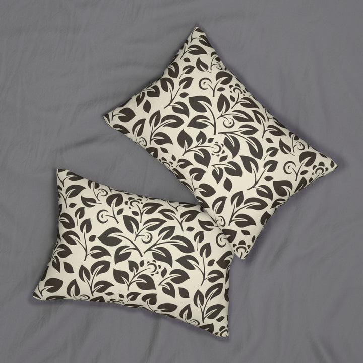 Beauty Floral Pattern on White Spun Polyester Lumbar Pillow