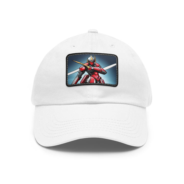 Robot Warrior Dad Hat with Leather Patch (Rectangle)