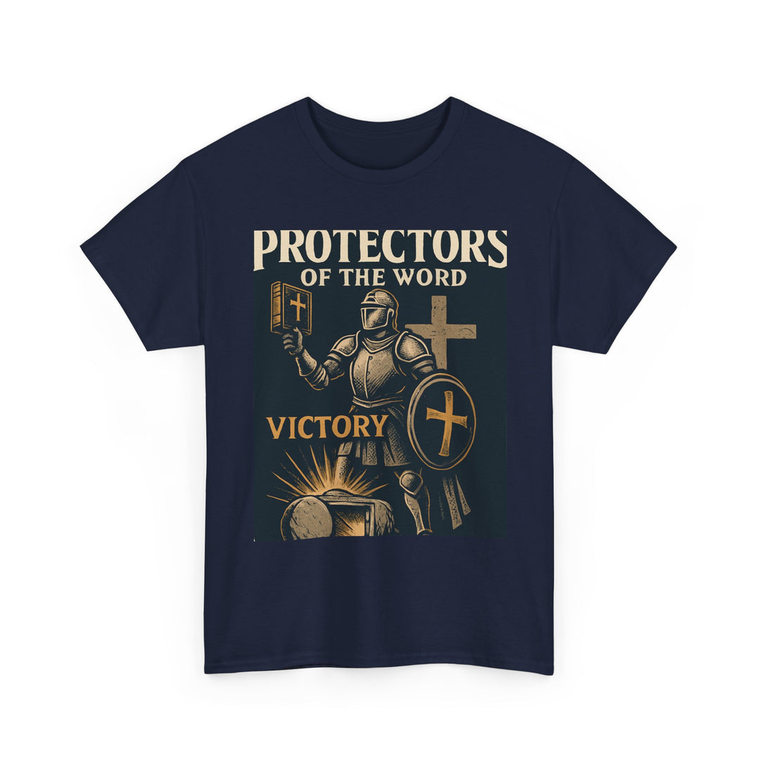 Protectors of the Word Christian T-Shirt No Sleeve Design — 'Victory' Knight Design with John 14:6 Scripture