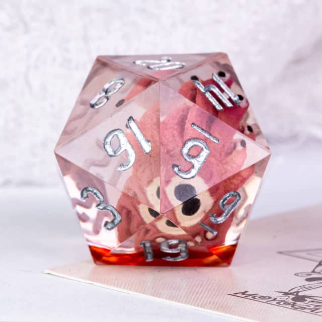 Red Beholder 22mm D20 DND Roll a D20 Dice Handmade Sharp Resin