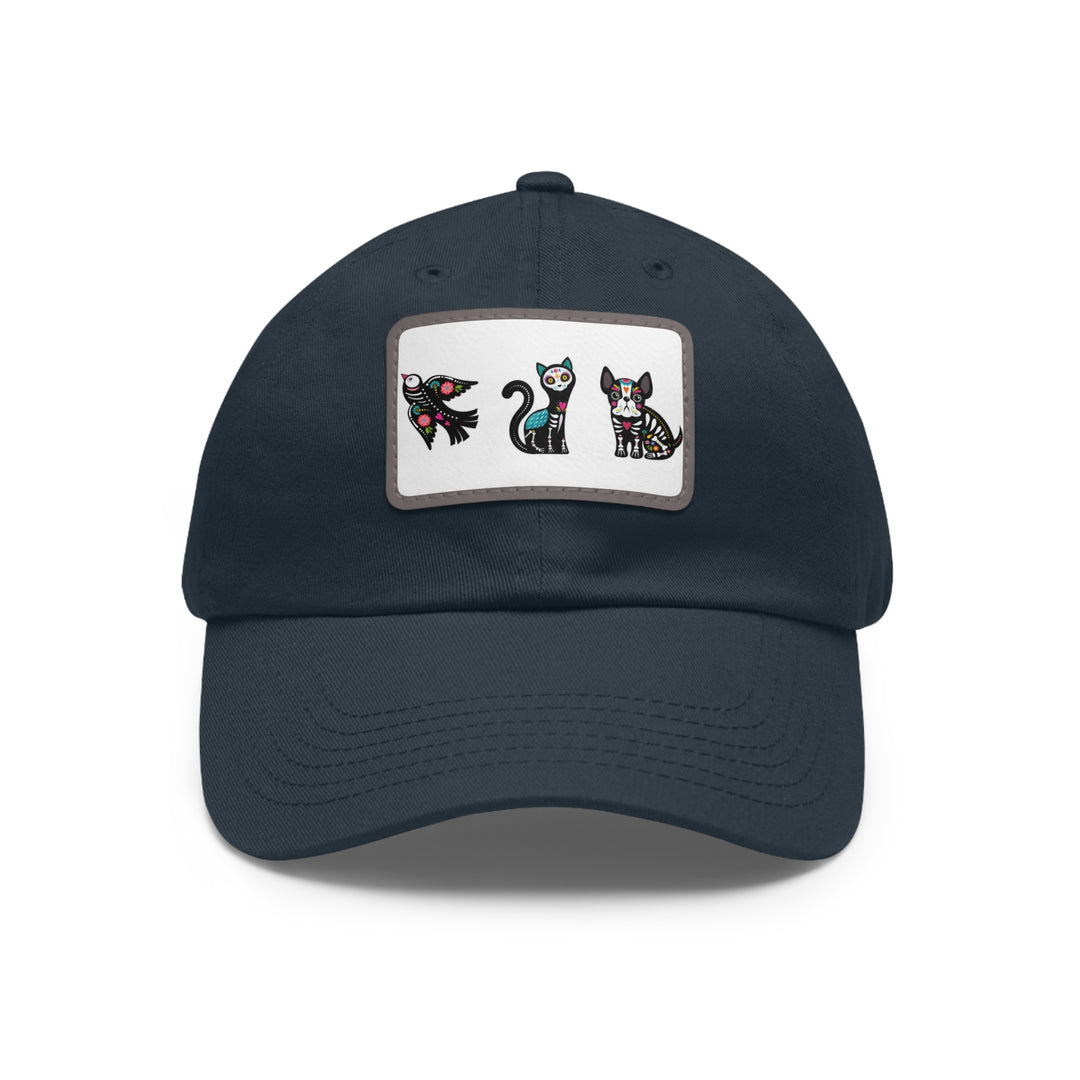 Bird Cat Dog Dad Hat with Leather Patch (Rectangle)