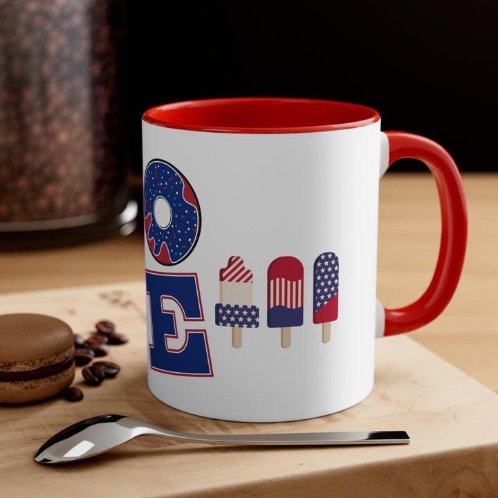 Love Red White Blue Accent Coffee Mug, 11oz