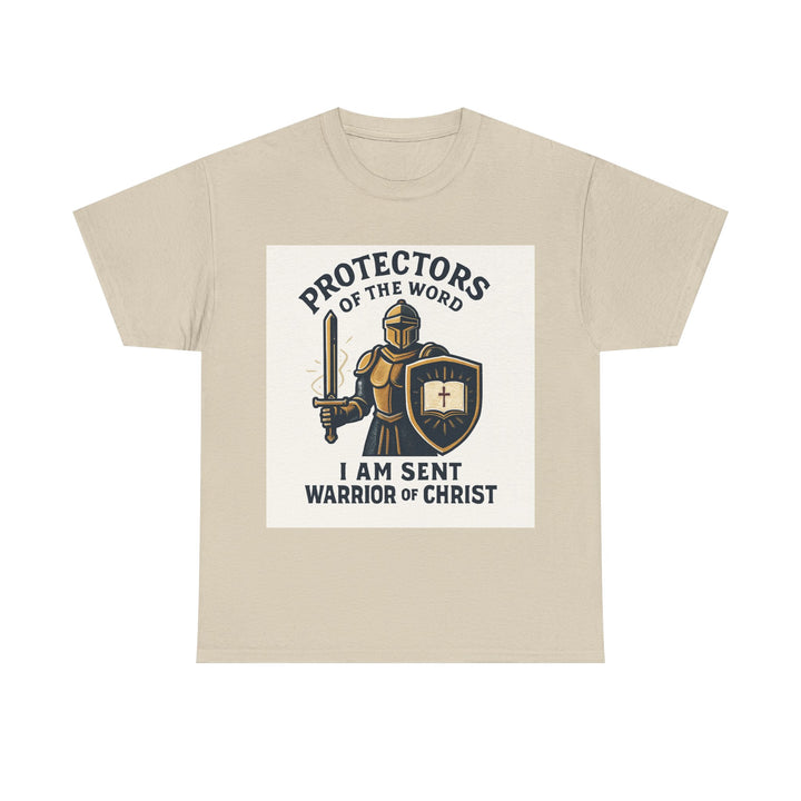 Protectors of the Word T-Shirt — Knight with Sword and Shield Literary Tee