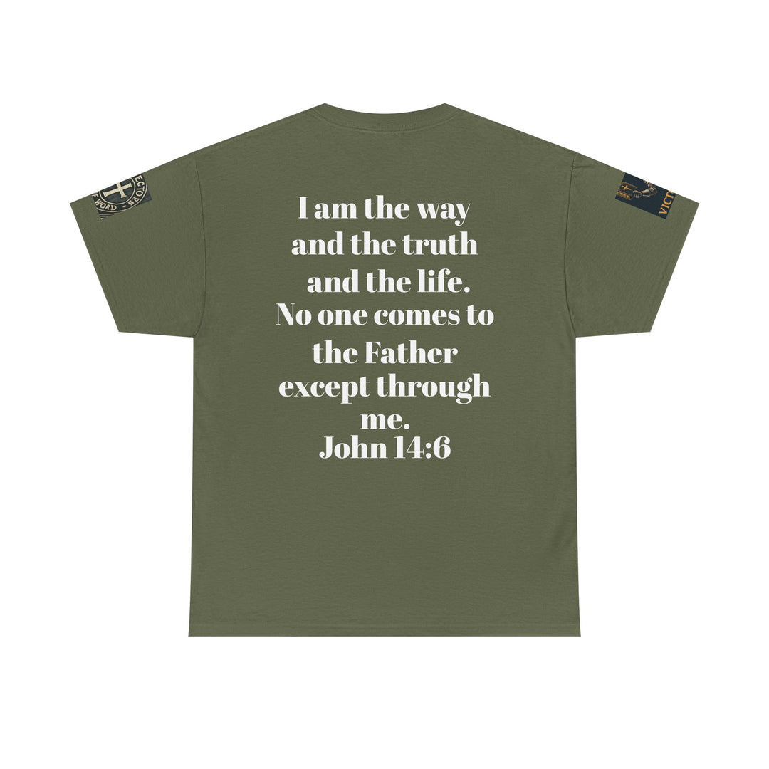 Protectors of the Word Premium Christian T-Shirt — 'Victory' Knight Design with John 14:6 Scripture