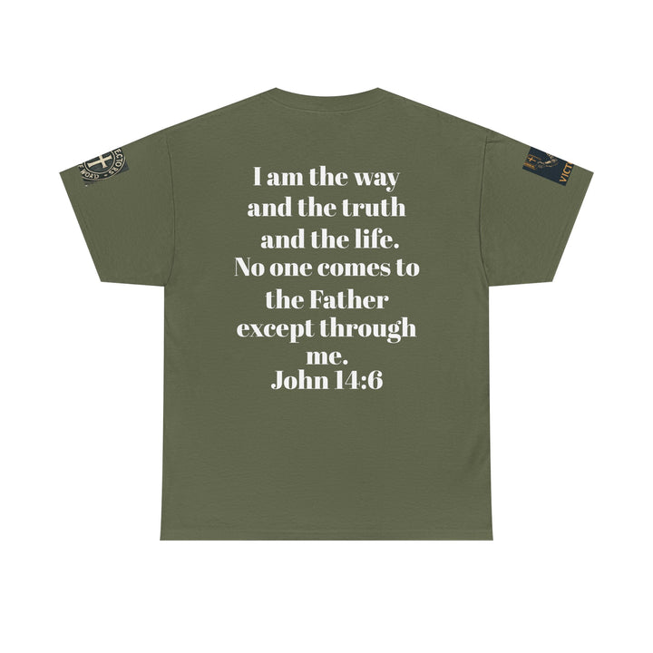 Protectors of the Word Premium Christian T-Shirt — 'Victory' Knight Design with John 14:6 Scripture
