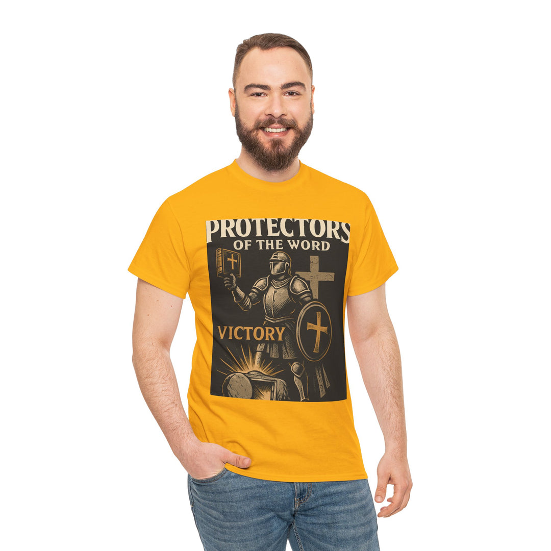 Protectors of the Word Christian T-Shirt No Sleeve Design — 'Victory' Knight Design with John 14:6 Scripture