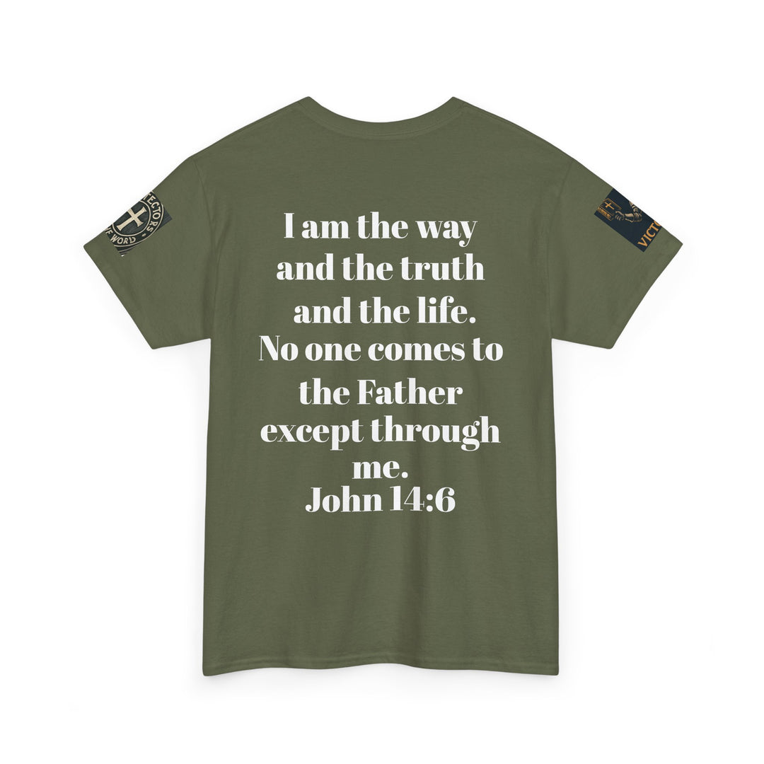 Protectors of the Word Premium Christian T-Shirt — 'Victory' Knight Design with John 14:6 Scripture