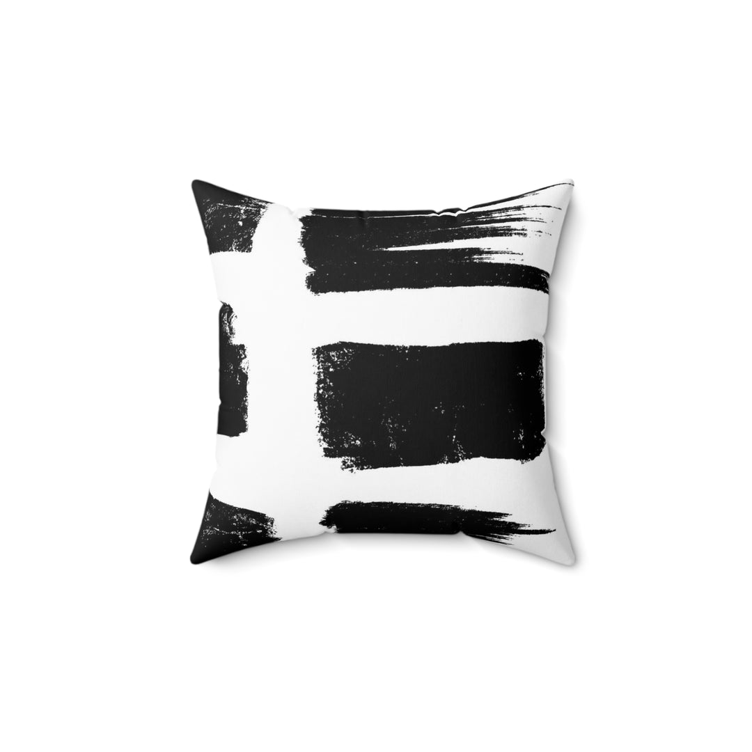 Black and White Paint Strokes Spun Polyester Square Pillow