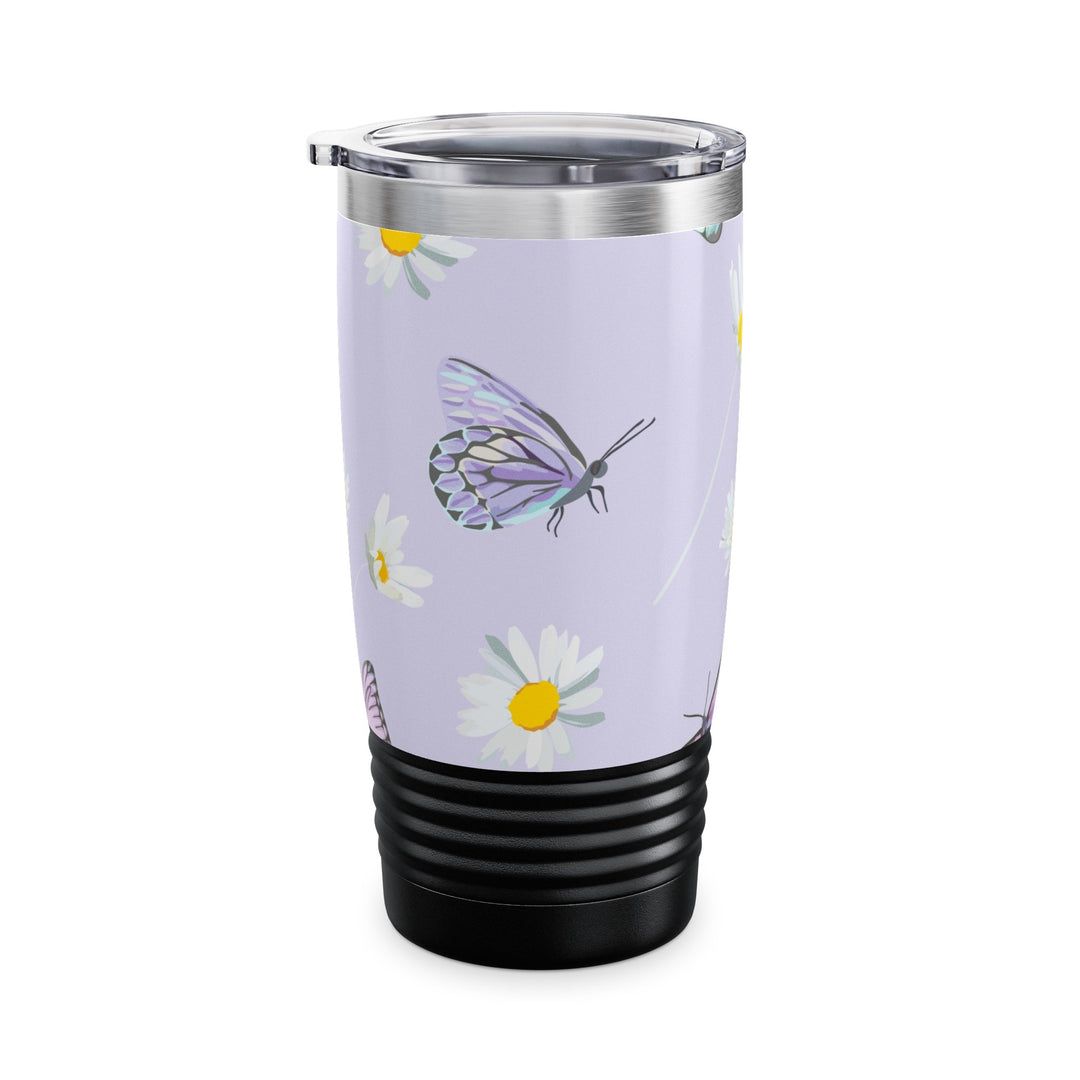 Daisy Flowers and Butterflies Ringneck Tumbler, 20oz