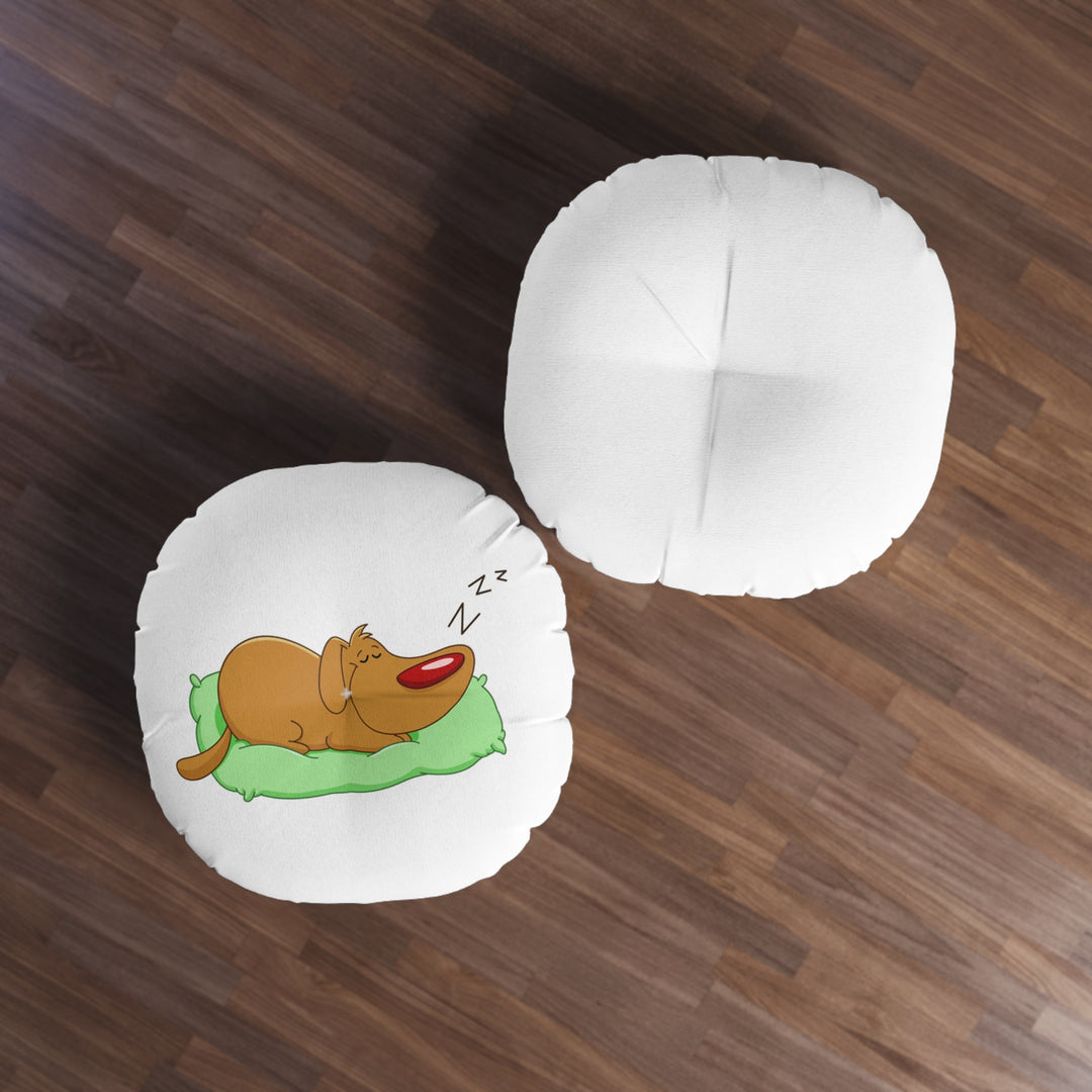 Dog Sleeping Tufted Floor Pillow, Round