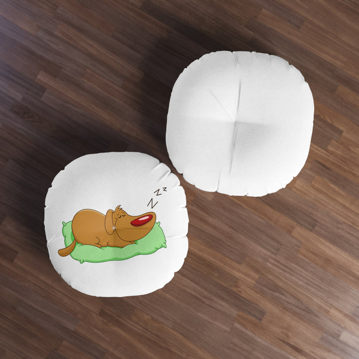 Dog Sleeping Tufted Floor Pillow, Round