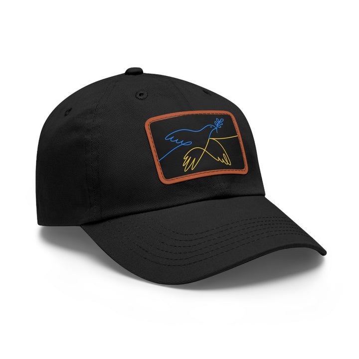 Dove and Leaf Dad Hat with Leather Patch (Rectangle)