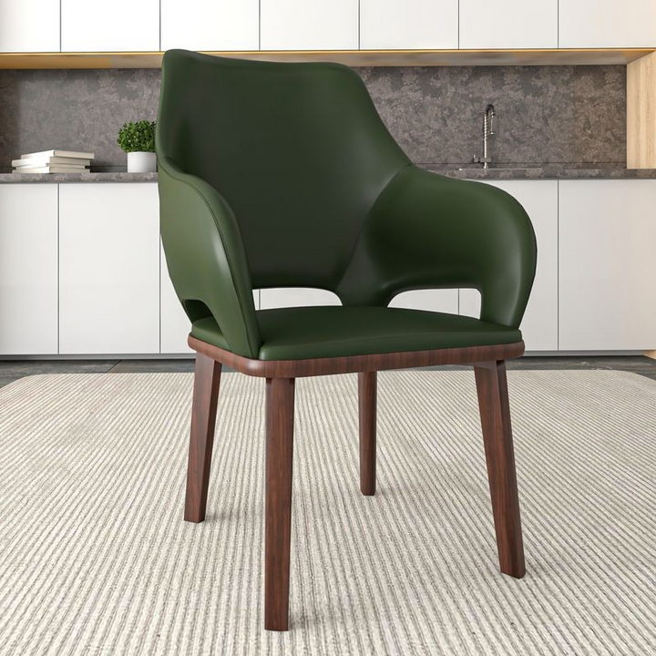 LeisureMod Vivara Collection Modern Dining Chair in Dark Green