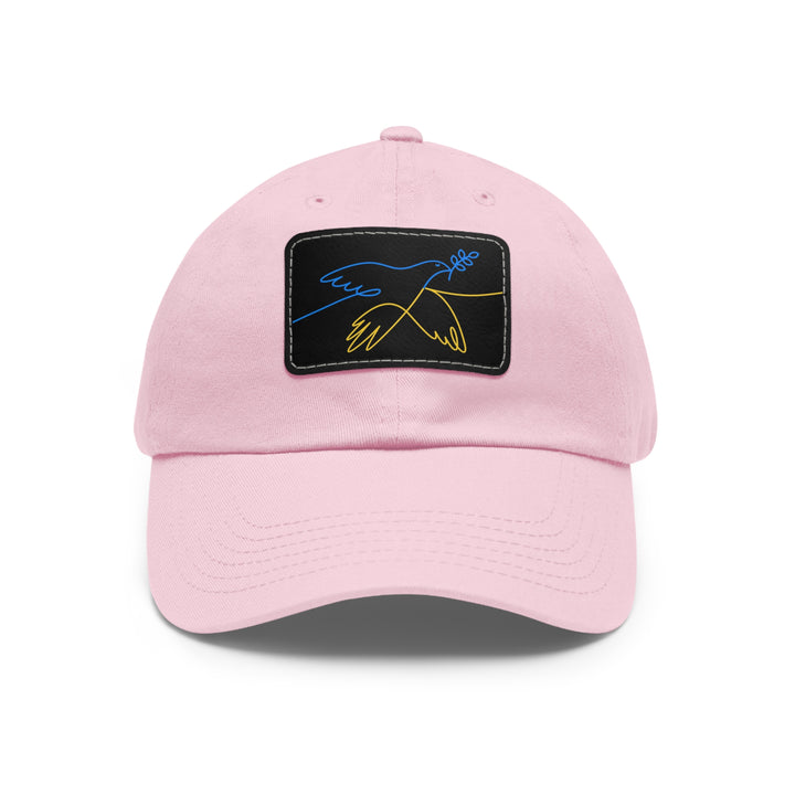 Dove and Leaf Dad Hat with Leather Patch (Rectangle)