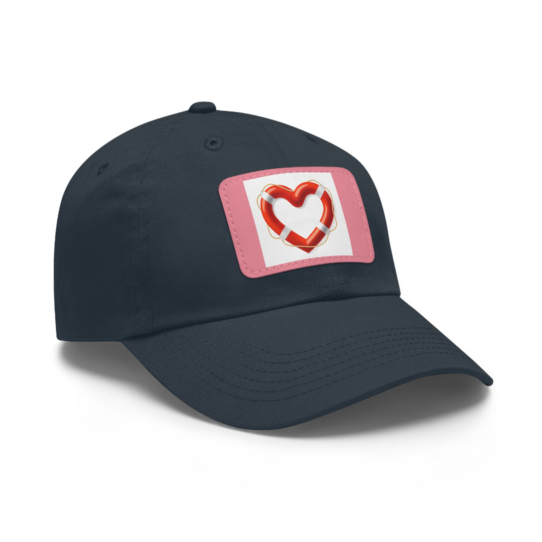 Heart Life Raft Dad Hat with Leather Patch (Rectangle)