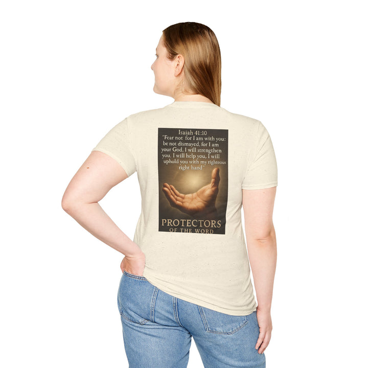 Christian Scripture T-Shirt — Matthew 18:20 and Isaiah 41:10 Faith Tee