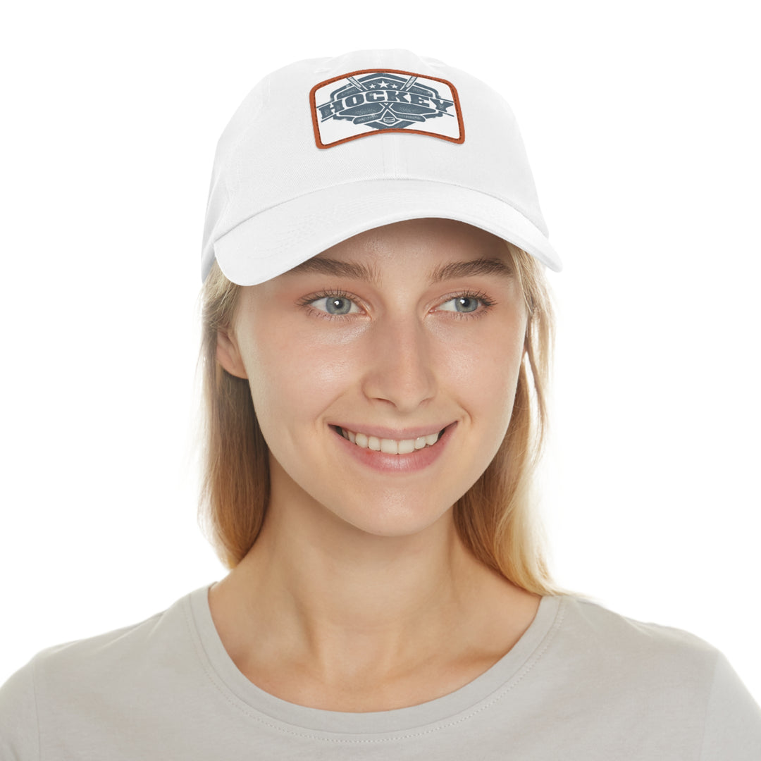 Hockey Dad Hat with Leather Patch (Rectangle)