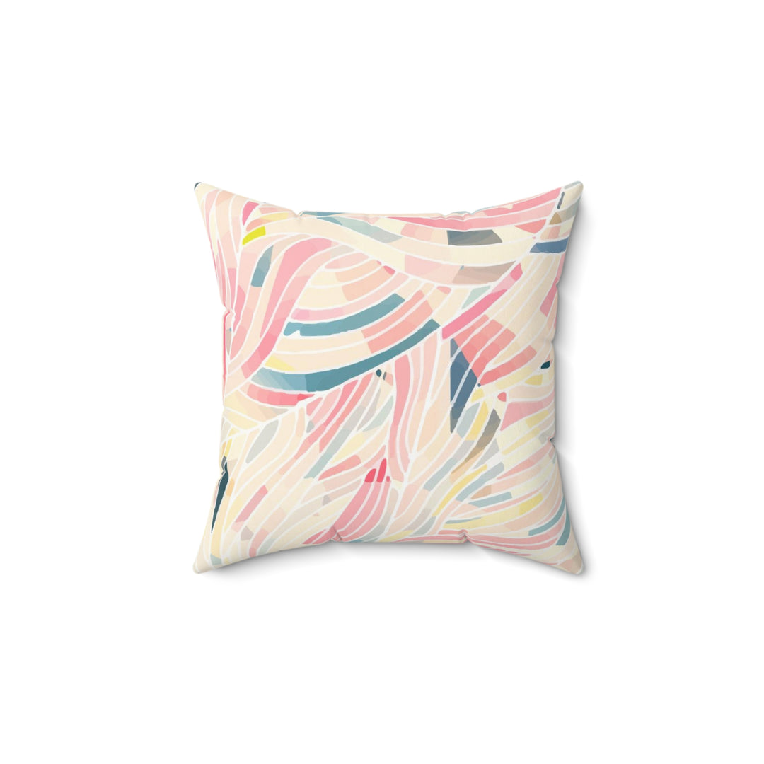 Feather Pattern Spun Polyester Square Pillow