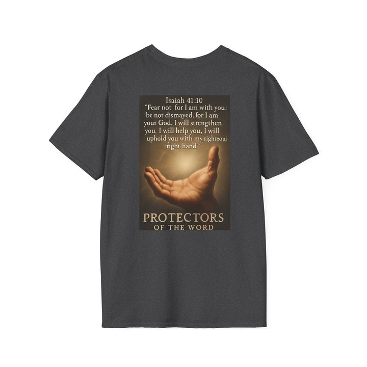 Christian Scripture T-Shirt — Matthew 18:20 and Isaiah 41:10 Faith Tee